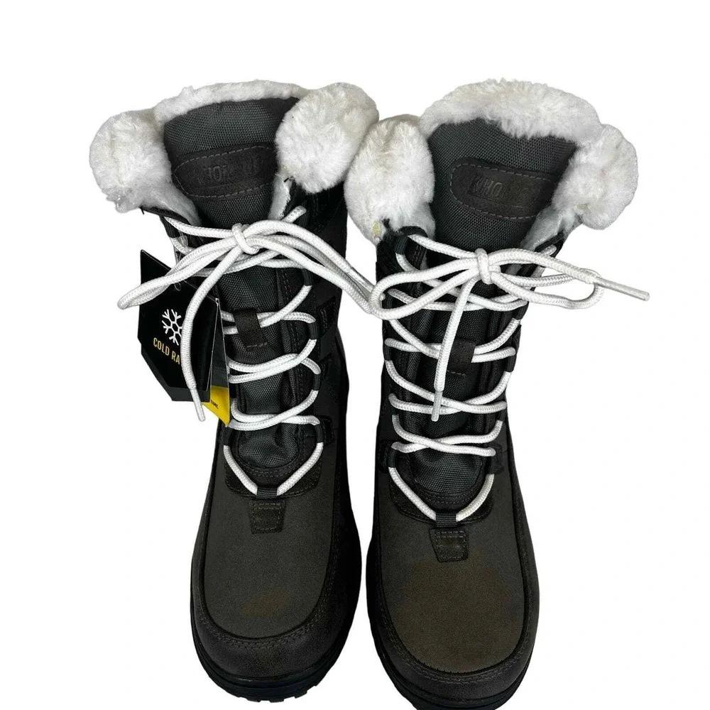 Khombu Whitney Brown Faux Fur Cold Rated Thermolite Winter Boots Size 6